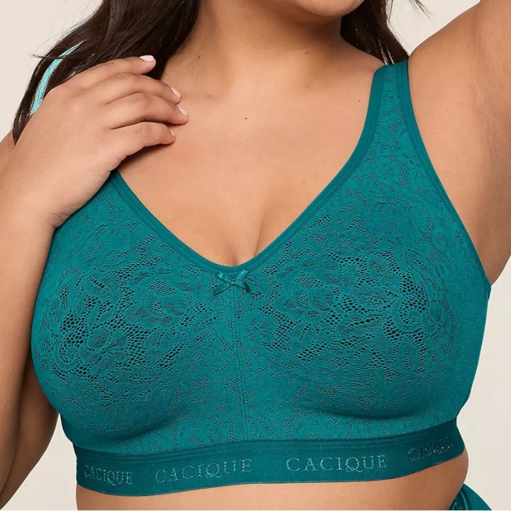 Lane Bryant-Cacique Cotton Lace Bra No Wire-Purple Color New